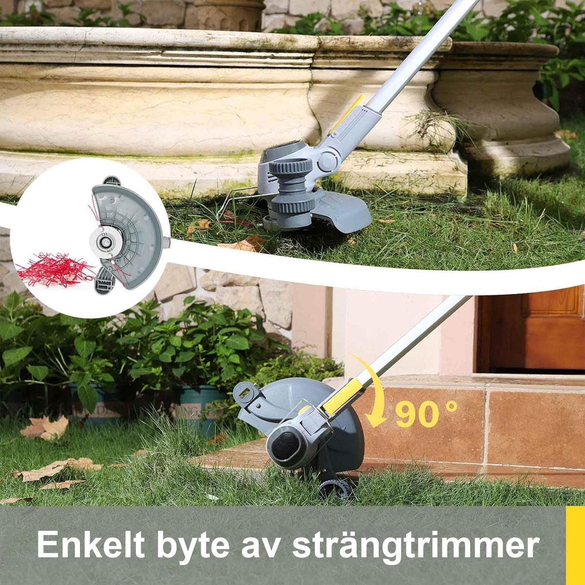 Sevor Grästrimmer 90 graders justerbart skärhuvud
