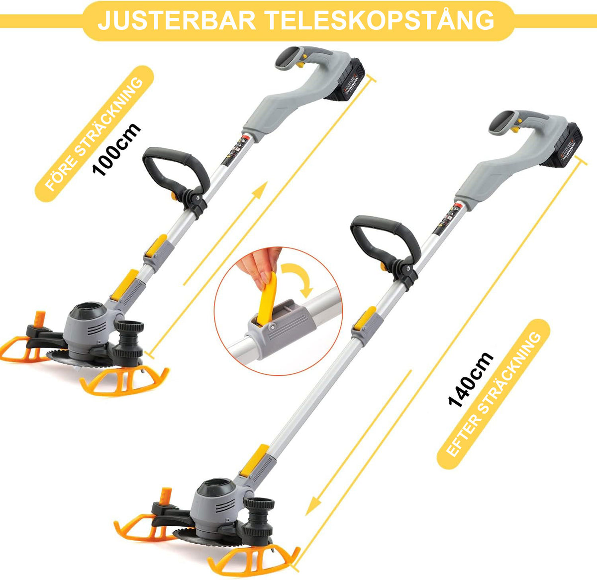 Sevor Grästrimmer teleskophandtag med stödhjul